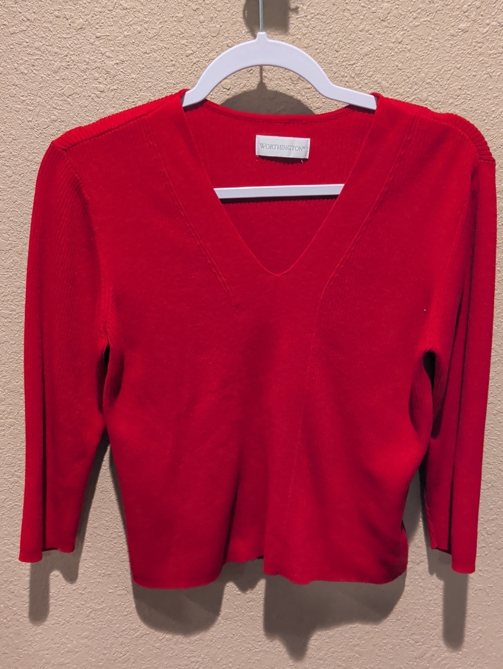 Worthington Bright Red V-Neck Sweater